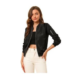 Sanctuary Black Bomber Jacket with Stand-Up Collar
